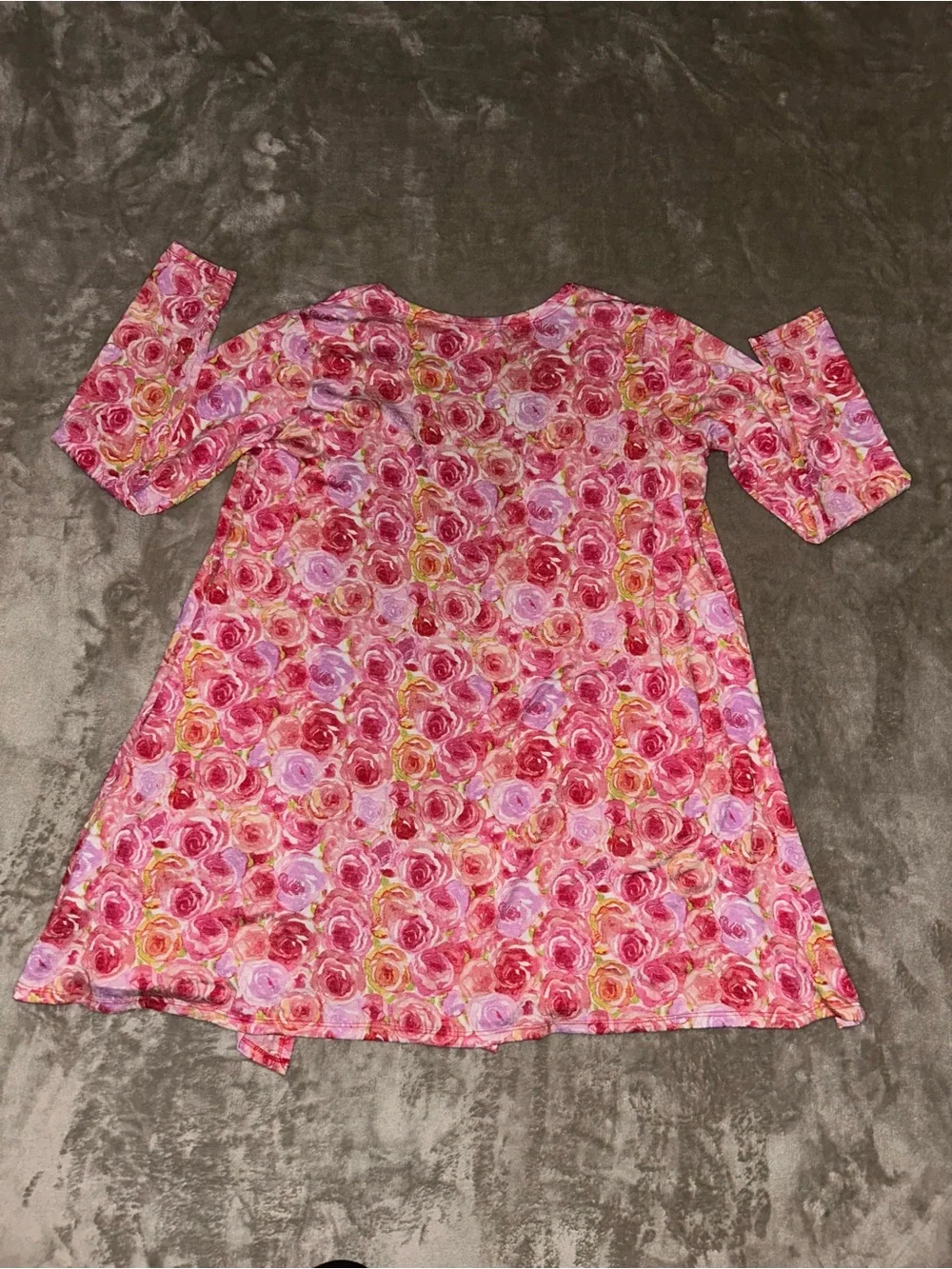 LuLaRoe Floral Open-Front Caroline Cardigan - Pink Rose Print Medium